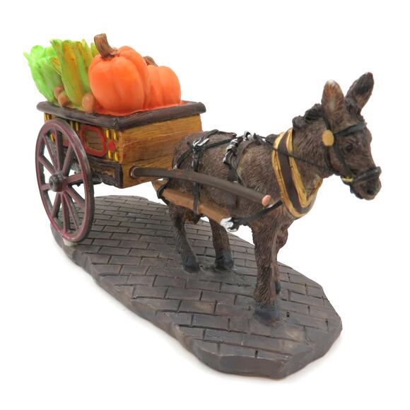 Vintage Lemax Donkey with Produce Cart Village Figurine Harvest Market Scene - Picture 2 of 12